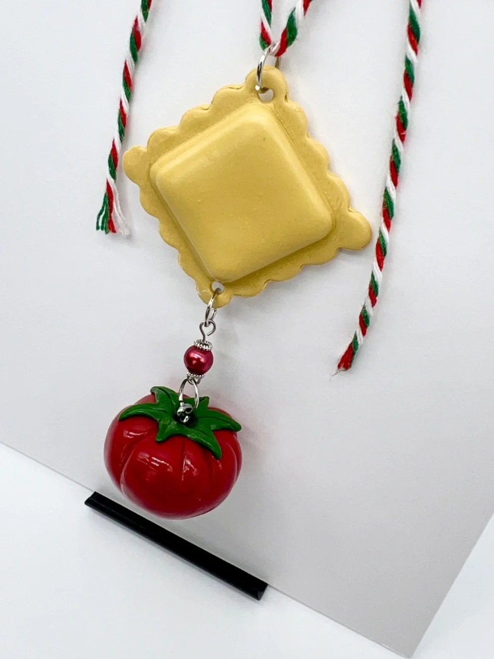 Ravioli & Tomato Ornament | Handmade Italian Food Ornament, Pasta Lover Gift